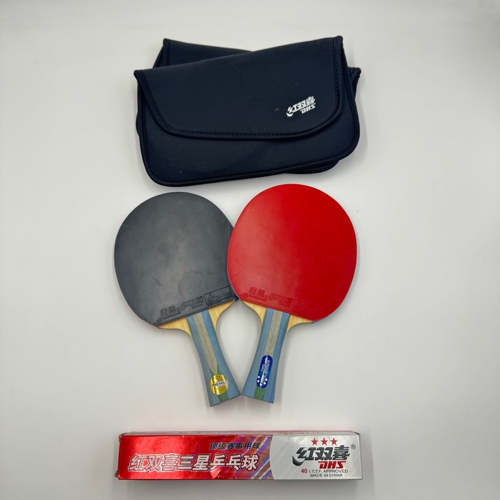 DHS 5002 Table Tennis Paddle Set – 2 Paddles + Case + 3-Star Balls